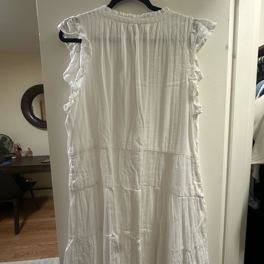 Loft White Ruffle Sleeve Dress - Picture 2 of 2